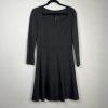 St John Milano Knit Dress Size 8 Gray Scoop Neck Drop Waist Flared Quiet Luxury