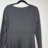 St John Milano Knit Dress Size 8 Gray Scoop Neck Drop Waist Flared Quiet Luxury