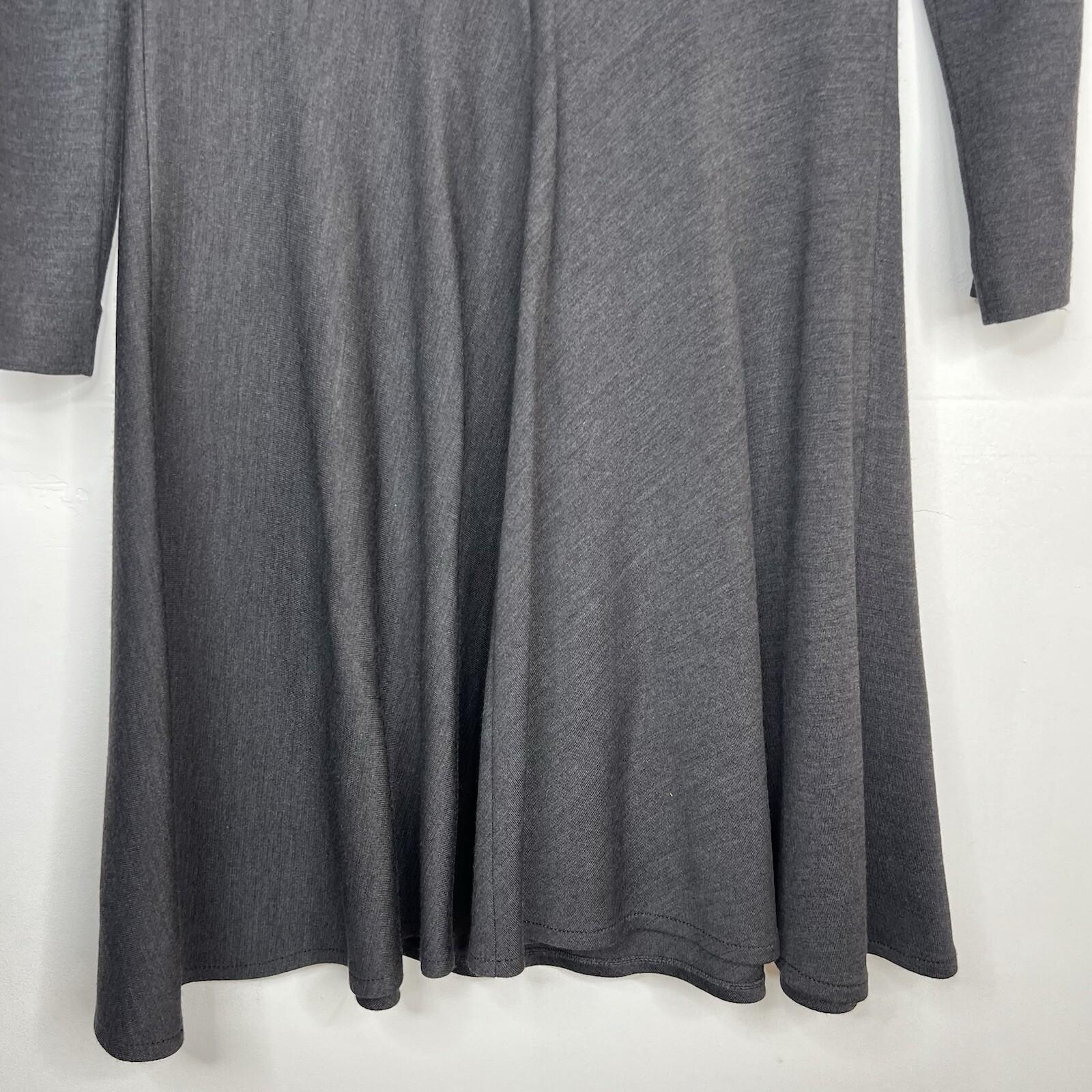 St John Milano Knit Dress Size 8 Gray Scoop Neck Drop Waist Flared Quiet Luxury