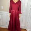 10-97.jpg Terramina NY Polyester Dress 12 Maroon Fit Flare Formal Party Maxi Bell Sleeves