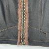 St John Collection Denim Jacket Size 14 Fur Trim Black Woven Raffia Full Zip