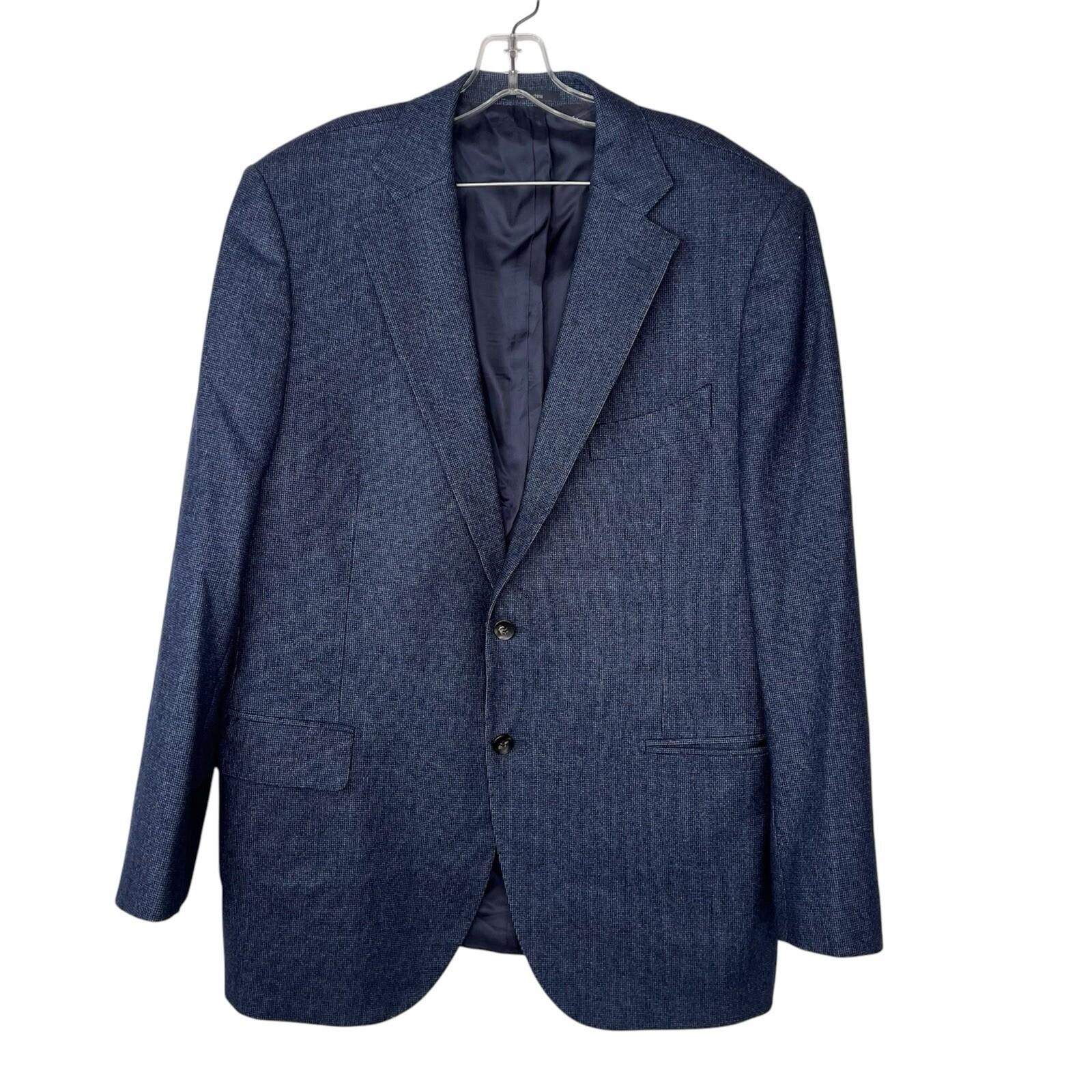 Suit Supply Lazio Men Pure Wool Blazer 48 Navy Classic Slim Fit 2PC Sharp Lined