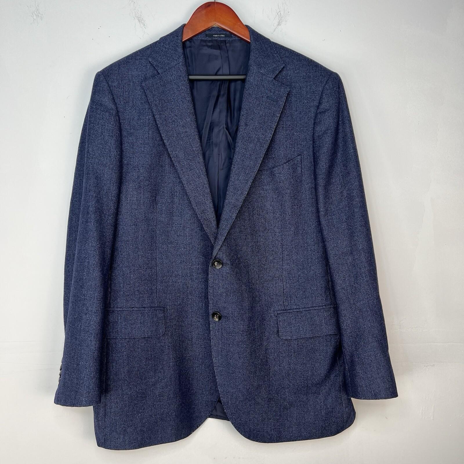 Suit Supply Lazio Men Pure Wool Blazer 48 Navy Classic Slim Fit 2PC Sharp Lined