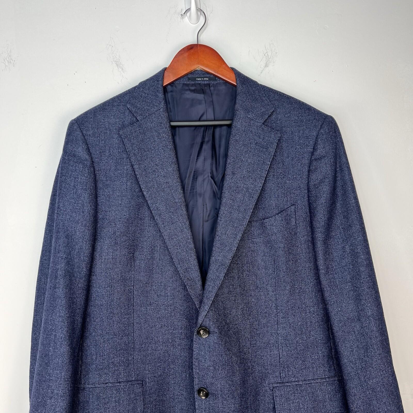 Suit Supply Lazio Men Pure Wool Blazer 48 Navy Classic Slim Fit 2PC Sharp Lined