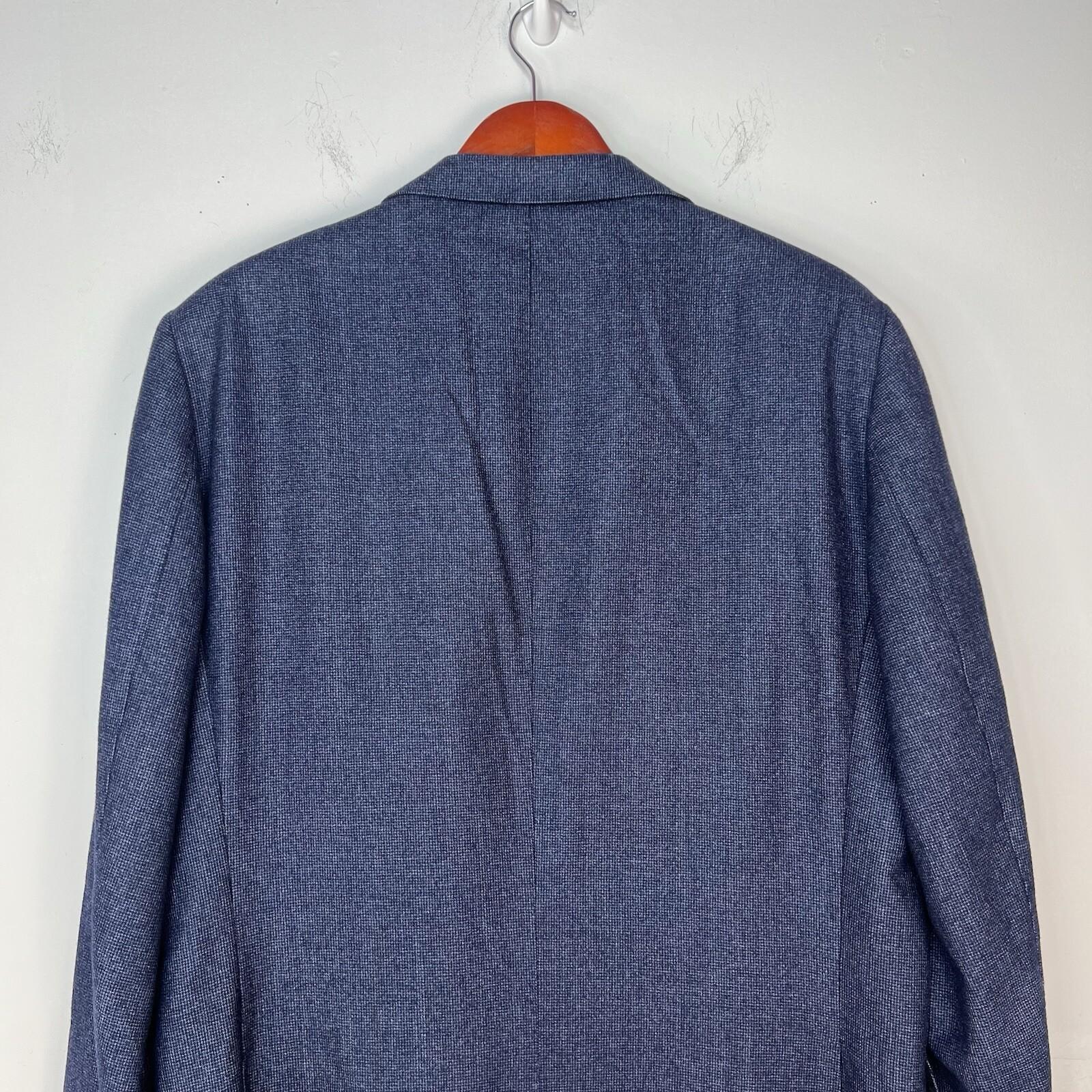 Suit Supply Lazio Men Pure Wool Blazer 48 Navy Classic Slim Fit 2PC Sharp Lined
