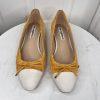 Karl Lagerfeld Women Leather Suede Shoes Size 8.5M Honey White Embellished Flat