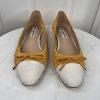 Karl Lagerfeld Women Leather Suede Shoes Size 8.5M Honey White Embellished Flat