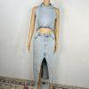 Akira wash denim dress size L open waist stretch- pre-loved
