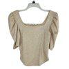 We The Free Knit Stretch Babydoll Top Beige Puff Sleeve Size XS SquareNeck