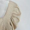 We The Free Knit Stretch Babydoll Top Beige Puff Sleeve Size XS SquareNeck