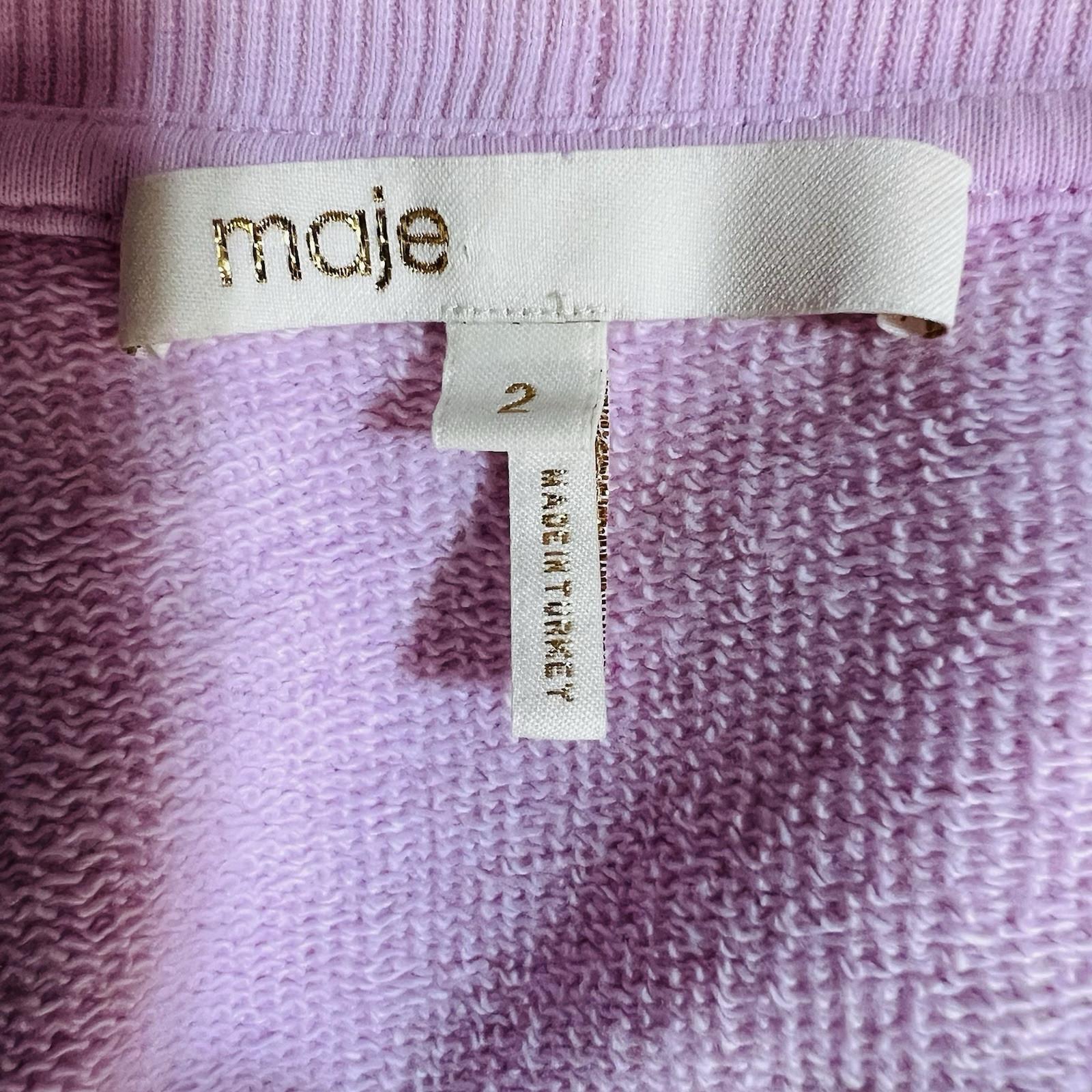 Maje Women Talina Cotton Viscose Sweatshirt Size 2 Pink Embroidered Paradise
