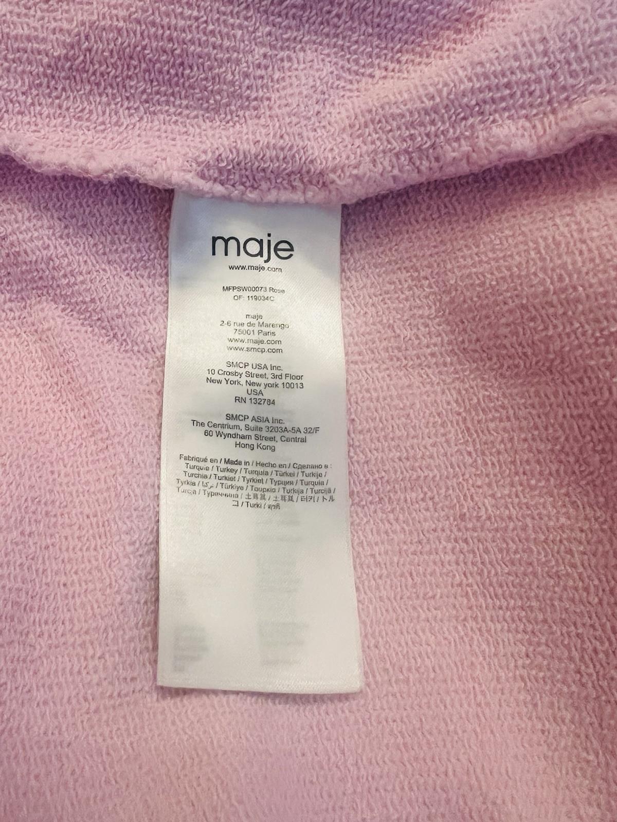 Maje Women Talina Cotton Viscose Sweatshirt Size 2 Pink Embroidered Paradise