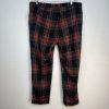 Lauren Ralph Lauren Women Wool Tartan Plaid Pants 16W Cuffed Stretch Slim Fit