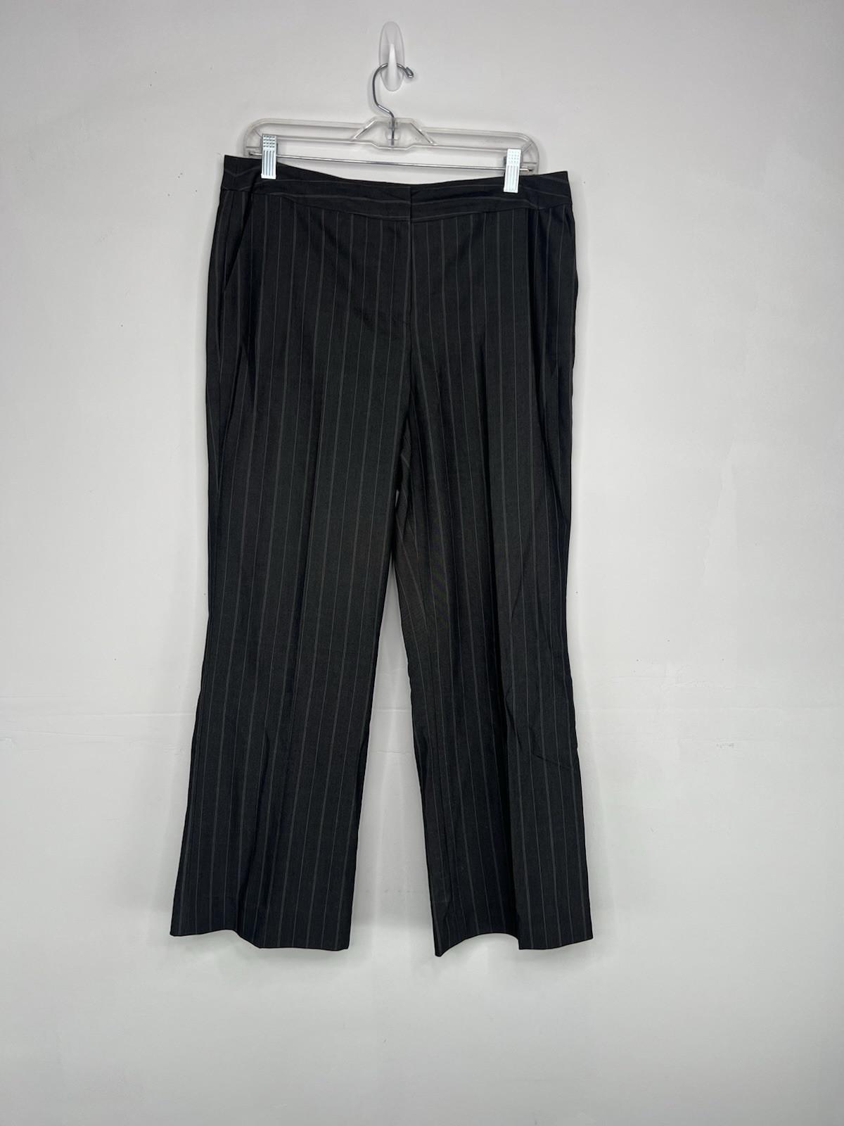 Nine West Polyester Rayon Stretch Pant Suit Size 10 Gray Striped Lined 2PC