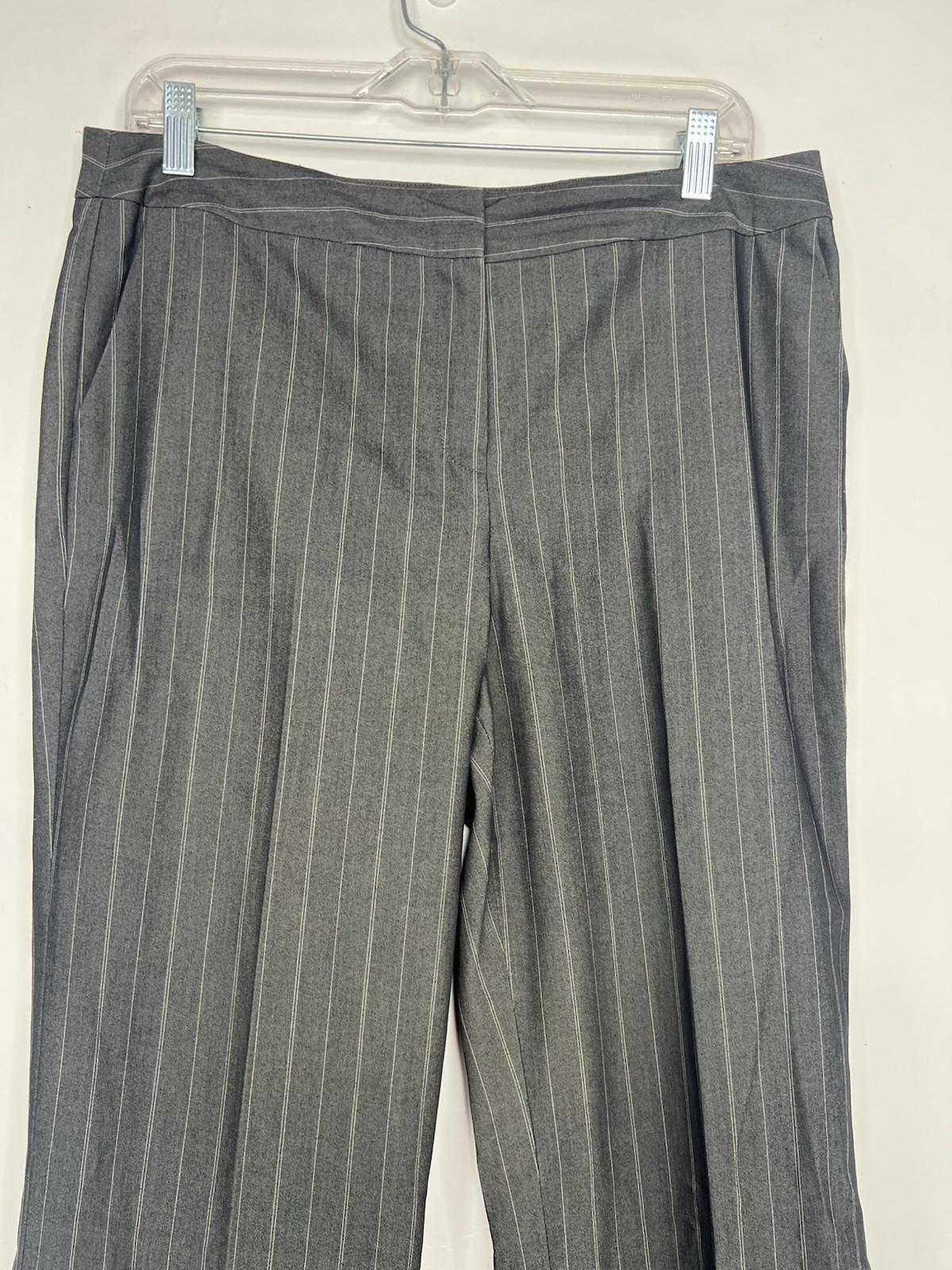 Nine West Polyester Rayon Stretch Pant Suit Size 10 Gray Striped Lined 2PC