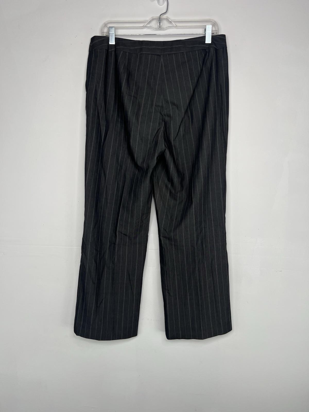 Nine West Polyester Rayon Stretch Pant Suit Size 10 Gray Striped Lined 2PC