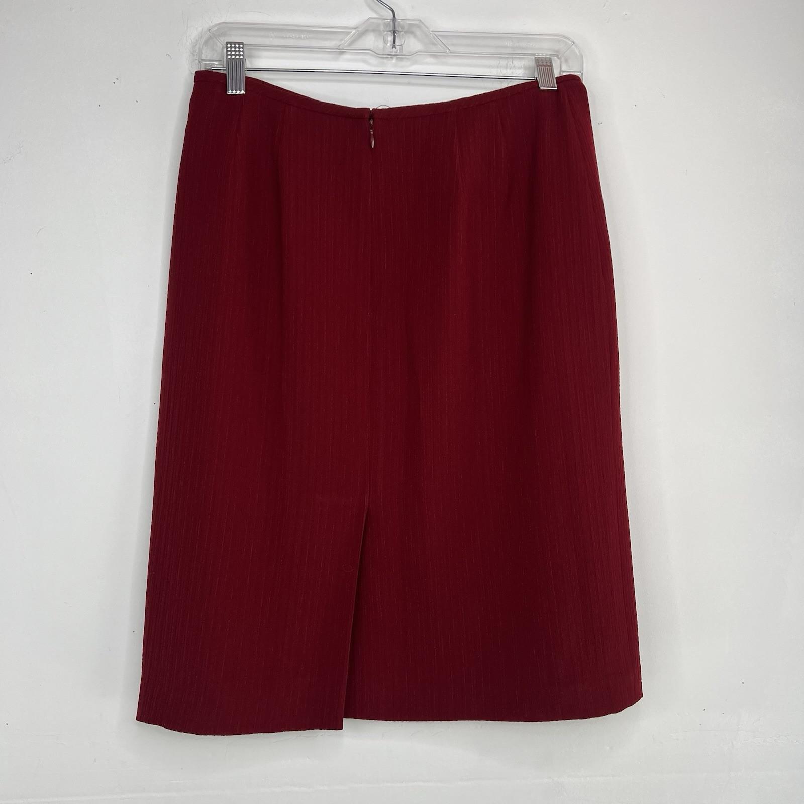 Kasper Women Polyester Skirt Suit Size 8P Red Lined Stand Up Collar 2PC Business