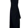 Jessica McClintock 1990's Vintage Prom Dress 2 Beaded Strapless Draping Gothic