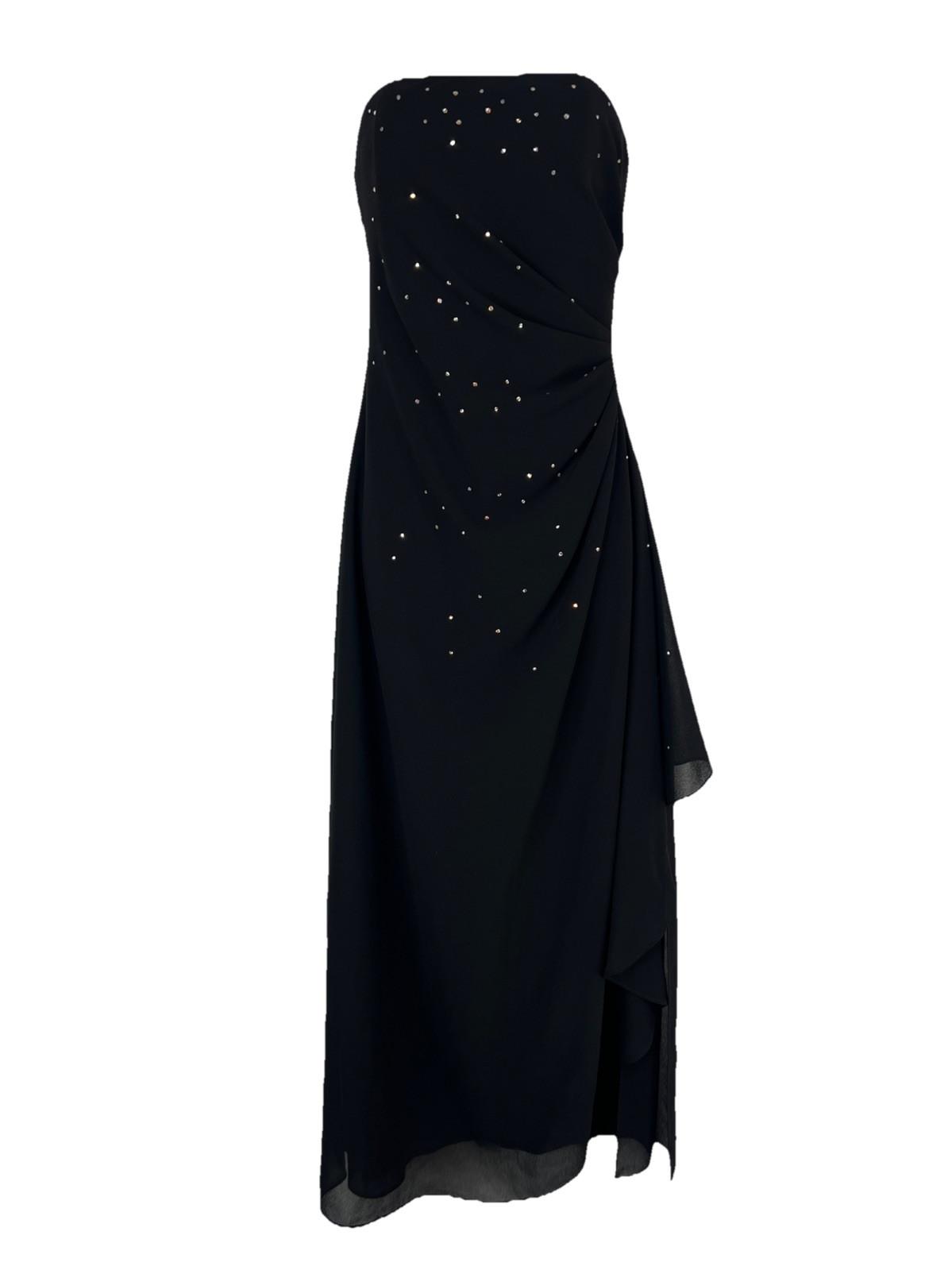 Jessica McClintock 1990's Vintage Prom Dress 2 Beaded Strapless Draping Gothic