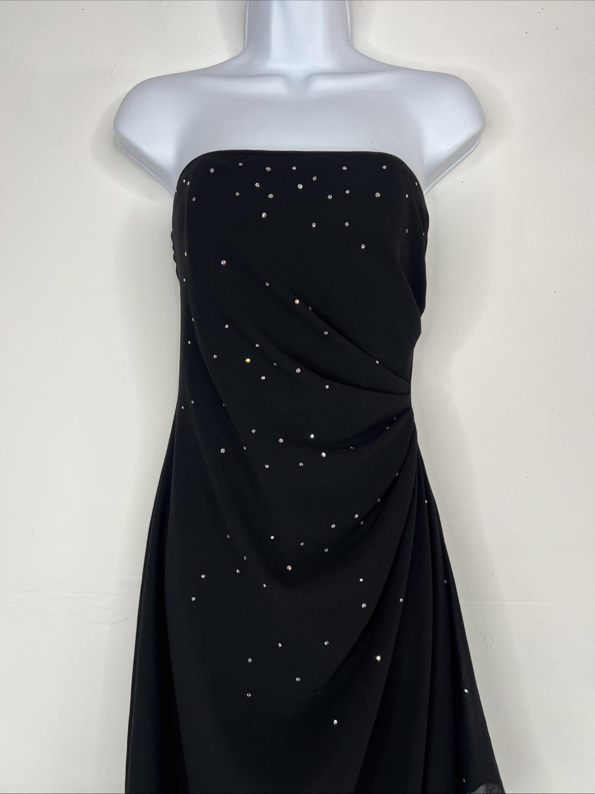 Jessica McClintock 1990's Vintage Prom Dress 2 Beaded Strapless Draping Gothic