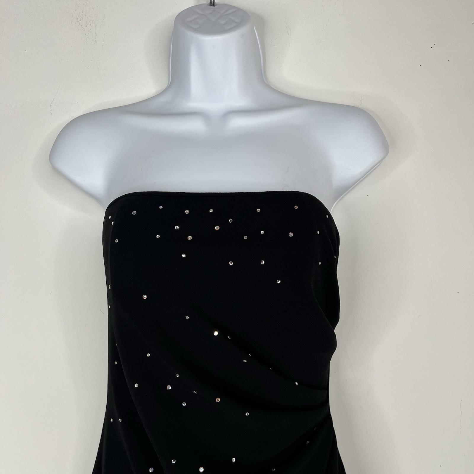Jessica McClintock 1990's Vintage Prom Dress 2 Beaded Strapless Draping Gothic