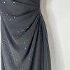 Jessica McClintock 1990's Vintage Prom Dress 2 Beaded Strapless Draping Gothic