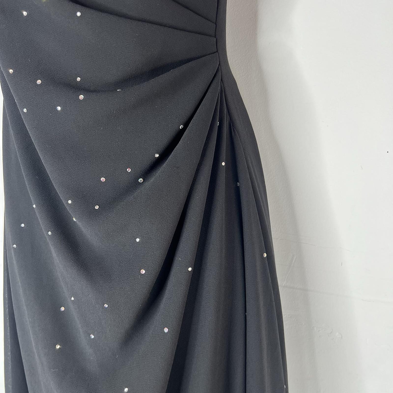 Jessica McClintock 1990's Vintage Prom Dress 2 Beaded Strapless Draping Gothic