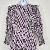 Cynthia Rowley Campbell Ruffle Dress 2 Geometric Puff Sleeves Fitted Waist Zip