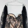 Women Lace Body Suit Corset 2X adjustable Black Long sleeve fairy gothic grunge