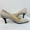 Prada Vintage Leather Square Toe Slip On Taupe Tan Size 38.5 Pumps Old Money