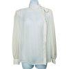 80's Lloyd William Side Button Down Blouse 10 Victorian Boho Secretary White Bow
