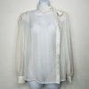 80's Lloyd William Side Button Down Blouse 10 Victorian Boho Secretary White Bow