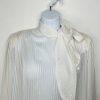 80's Lloyd William Side Button Down Blouse 10 Victorian Boho Secretary White Bow