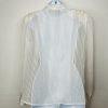 80's Lloyd William Side Button Down Blouse 10 Victorian Boho Secretary White Bow