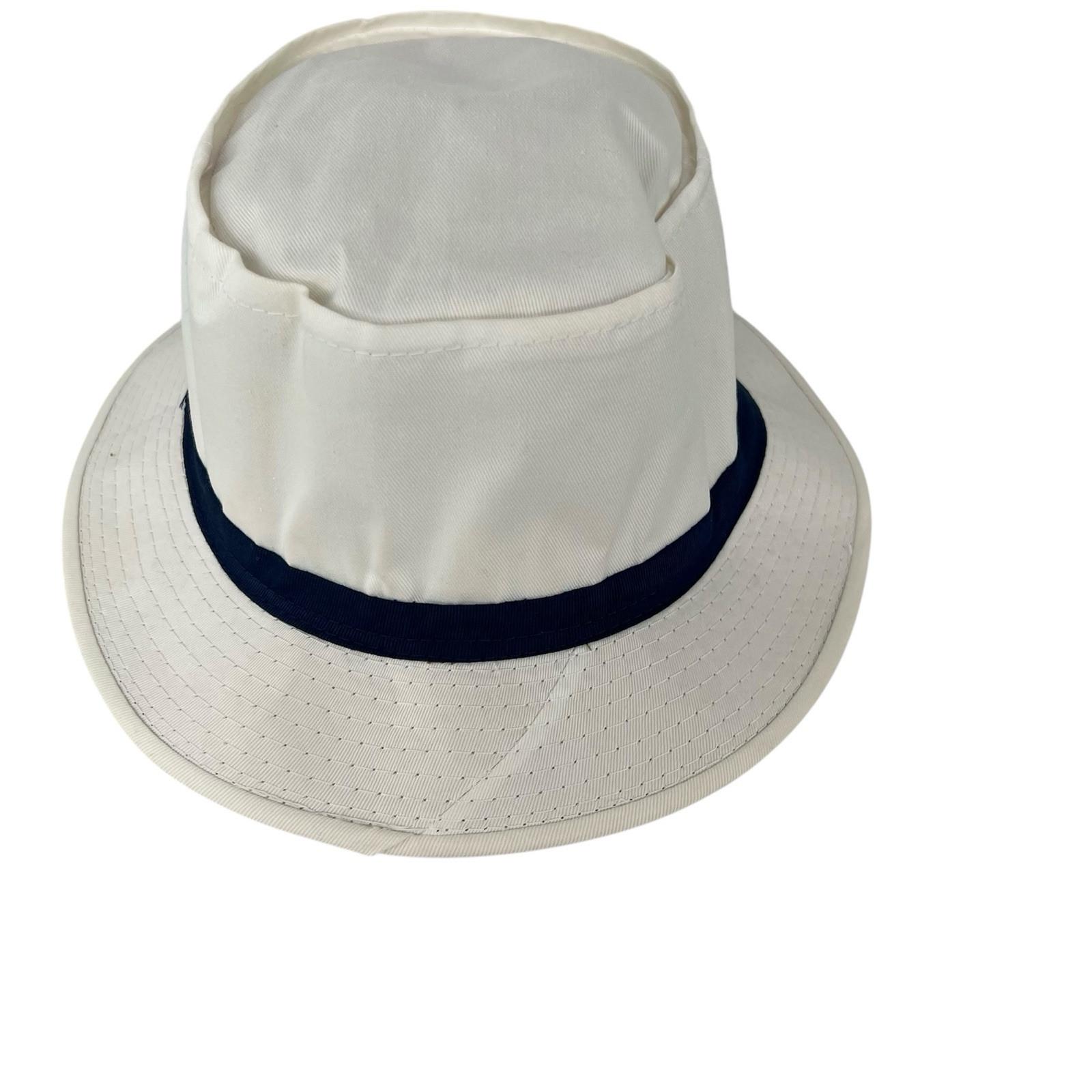 YoungAn  Hat Co Bucket Hat Size M White Blue Golf Fishing Farmer Wide Short Brim