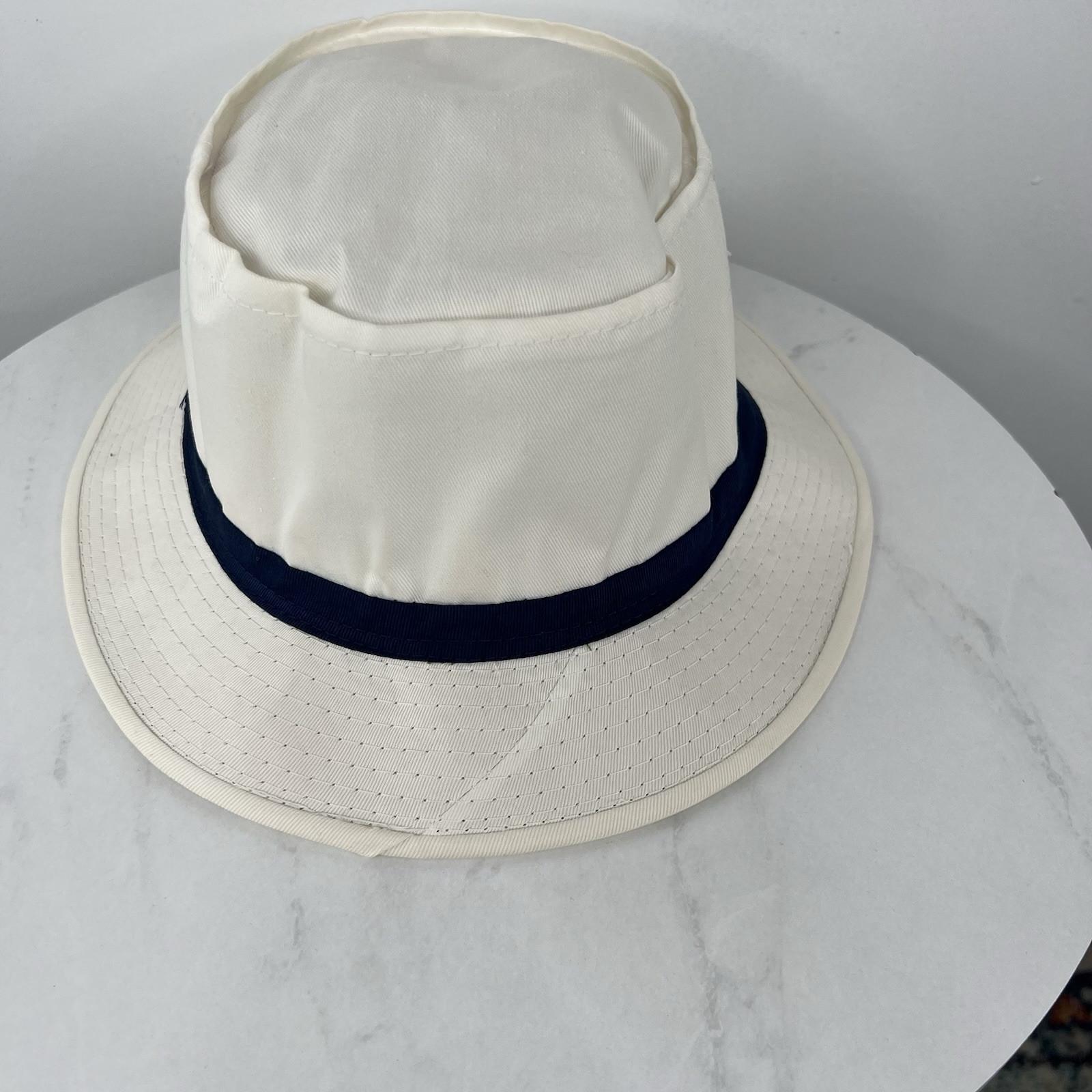 YoungAn  Hat Co Bucket Hat Size M White Blue Golf Fishing Farmer Wide Short Brim