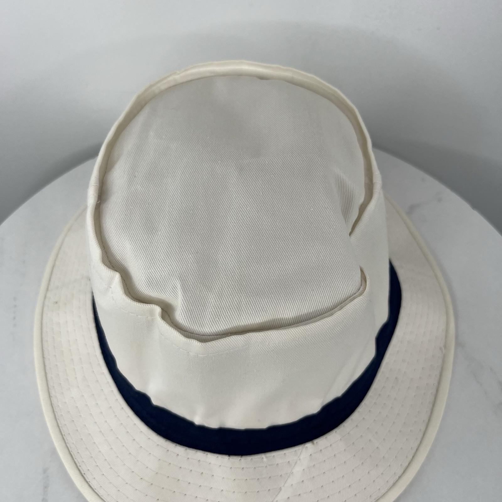 YoungAn  Hat Co Bucket Hat Size M White Blue Golf Fishing Farmer Wide Short Brim