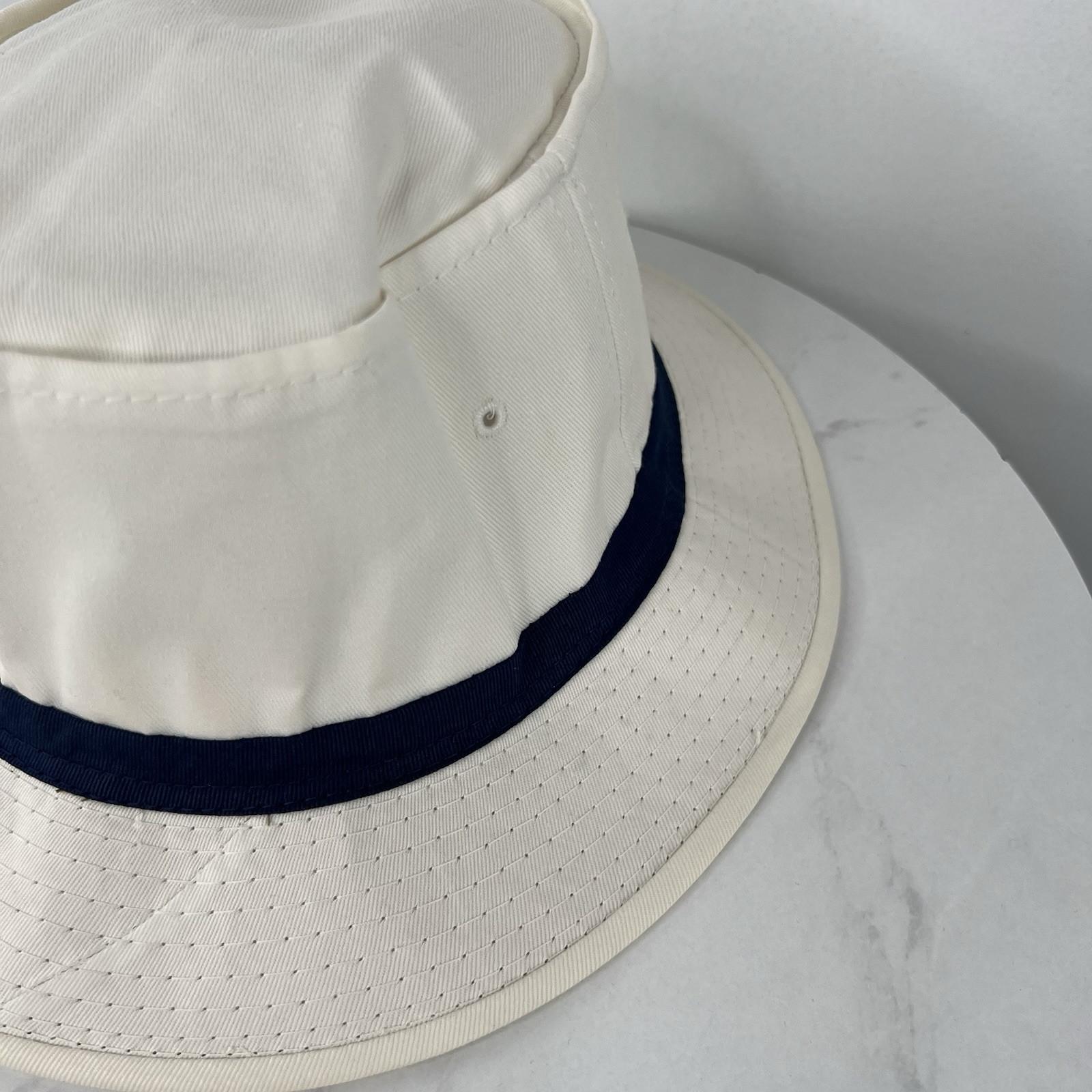 YoungAn  Hat Co Bucket Hat Size M White Blue Golf Fishing Farmer Wide Short Brim