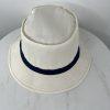 YoungAn  Hat Co Bucket Hat Size M White Blue Golf Fishing Farmer Wide Short Brim