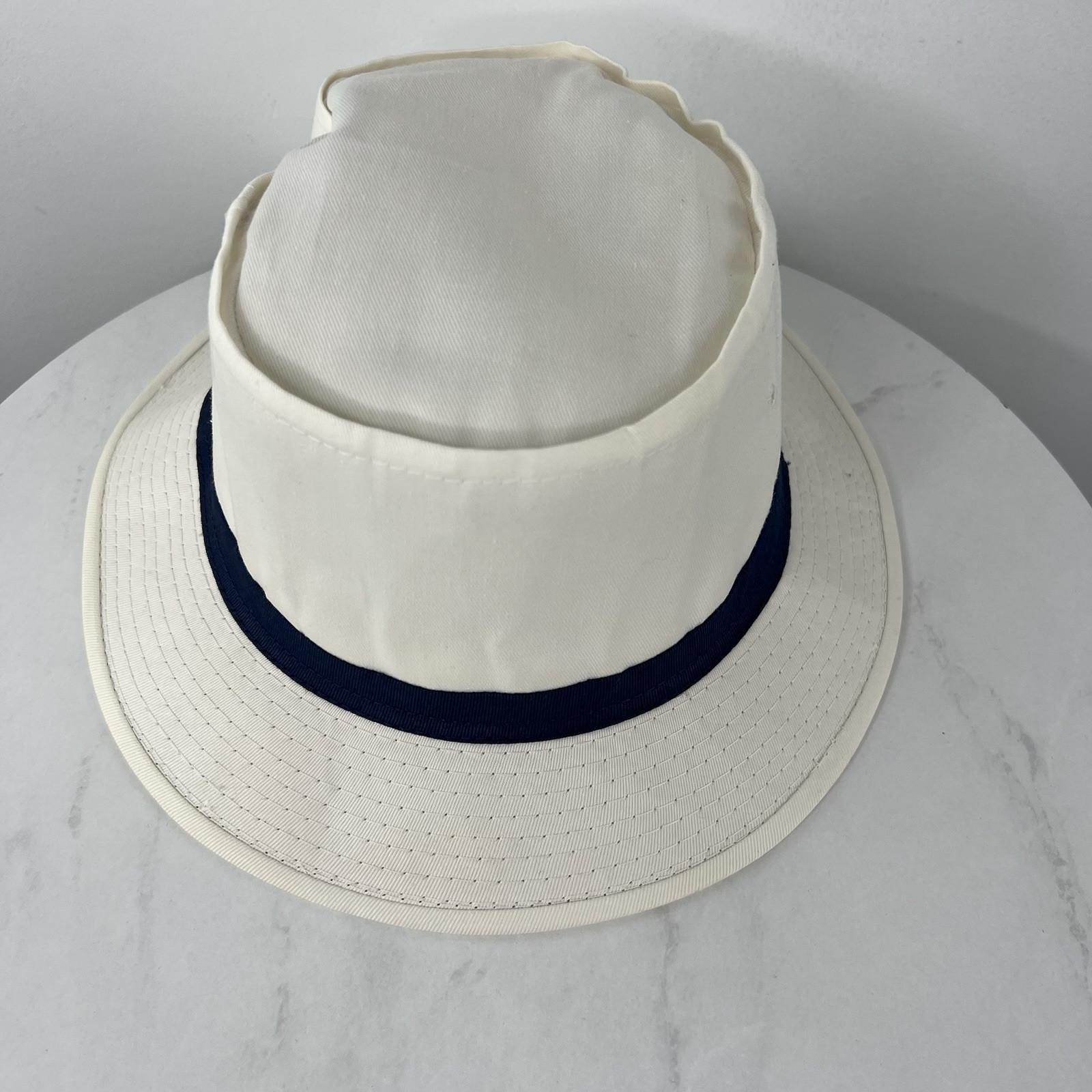 YoungAn  Hat Co Bucket Hat Size M White Blue Golf Fishing Farmer Wide Short Brim