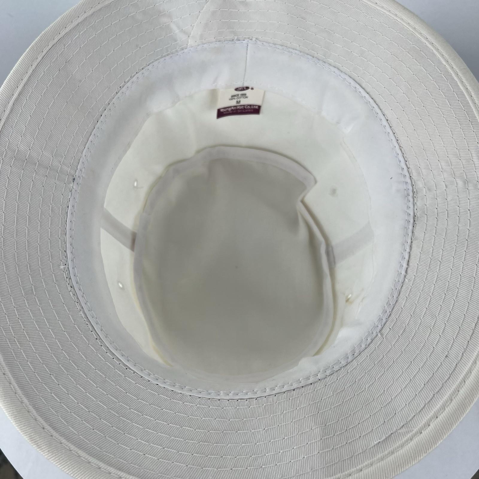 YoungAn  Hat Co Bucket Hat Size M White Blue Golf Fishing Farmer Wide Short Brim