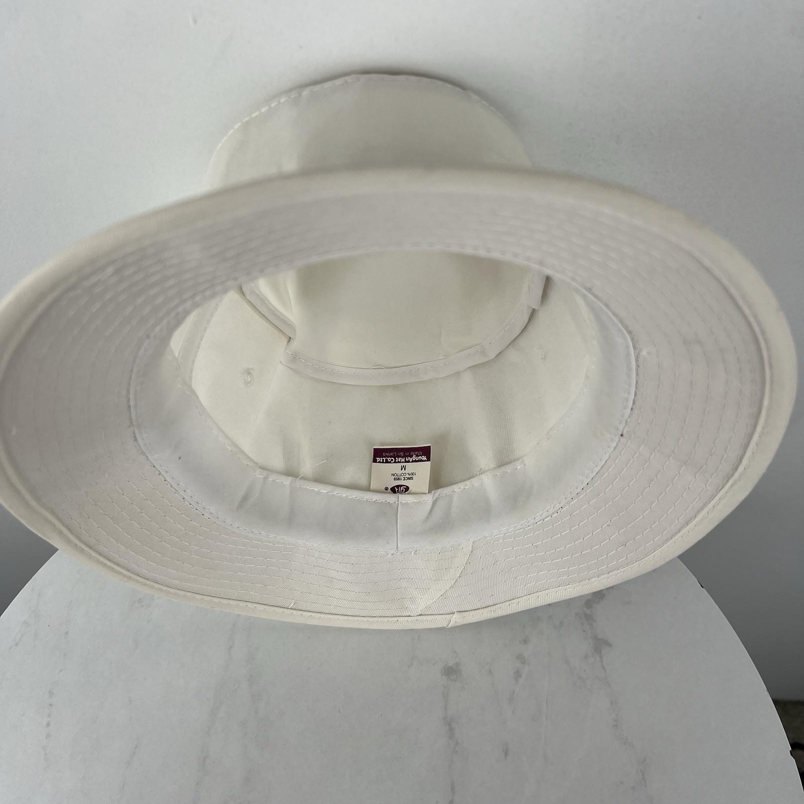 YoungAn  Hat Co Bucket Hat Size M White Blue Golf Fishing Farmer Wide Short Brim