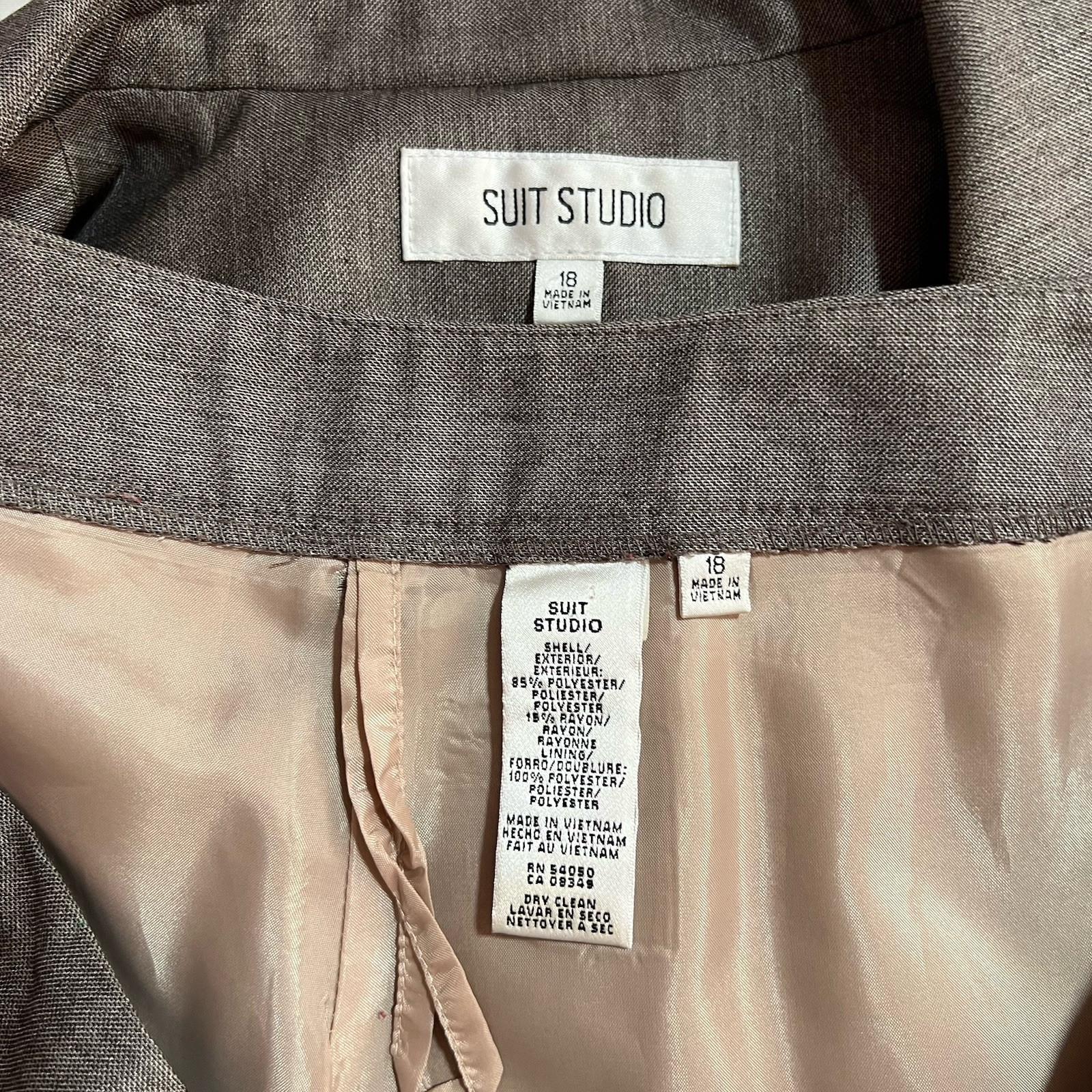 s-l1600-234.jpg Suit Studio Women Polyester Pant Suit Size 18 Brown Lined Notch Collar 2PC