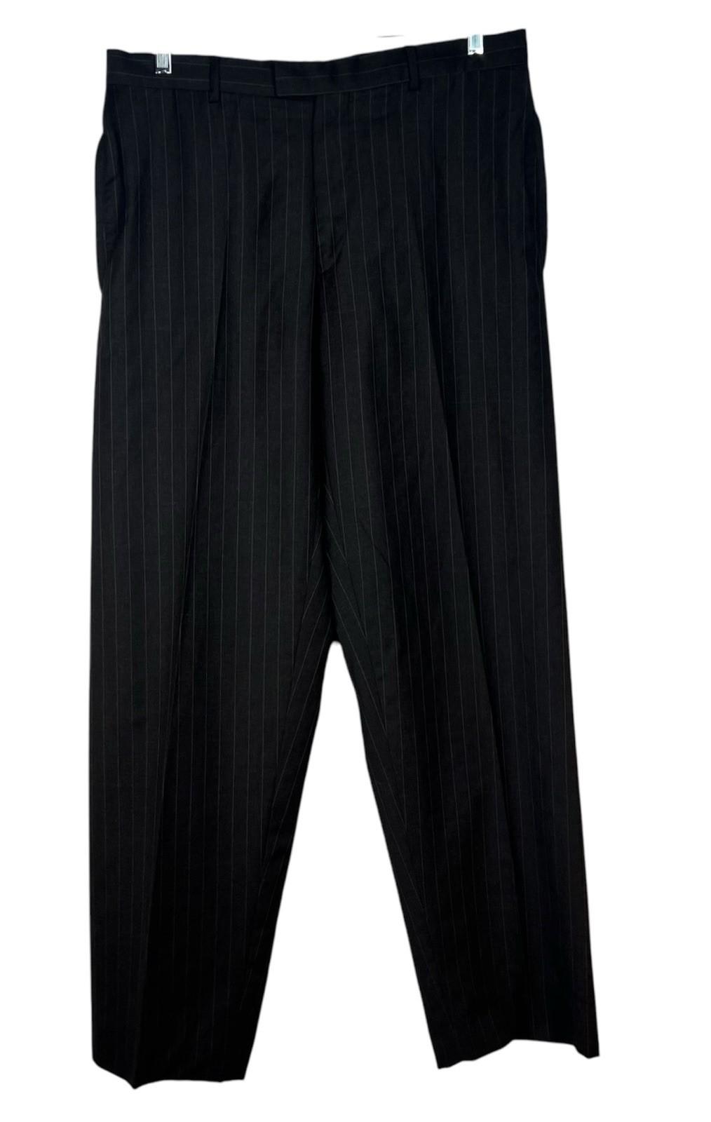 Emporio Armani Vintage Men Wool Pants Slacks 36x35 Gray Striped Old Money Luxury