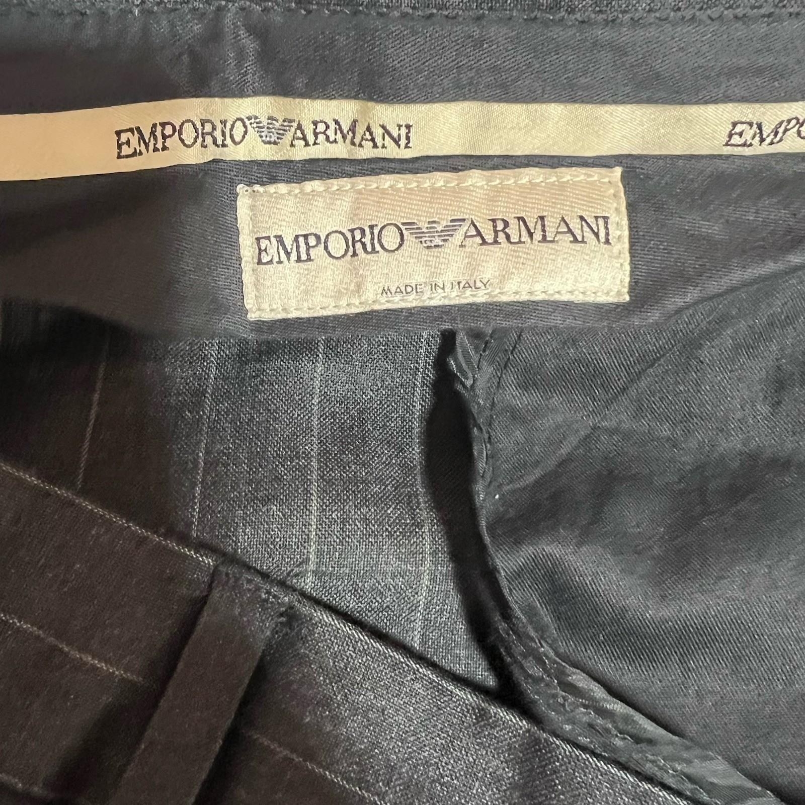 Emporio Armani Vintage Men Wool Pants Slacks 36x35 Gray Striped Old Money Luxury