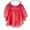 Asos Edition Organza Mini Dress 12 Pink Off Shoulder Bubble Sleeve Pleated Prom