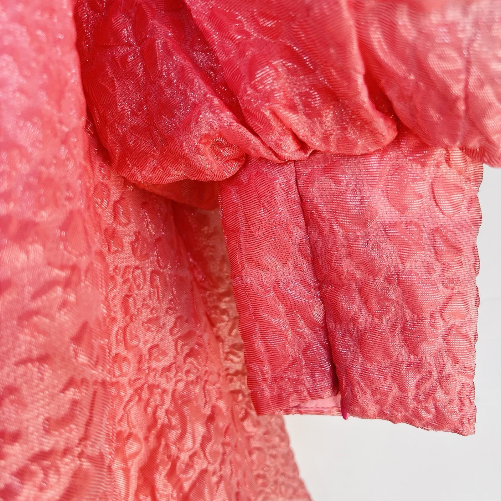 Asos Edition Organza Mini Dress 12 Pink Off Shoulder Bubble Sleeve Pleated Prom