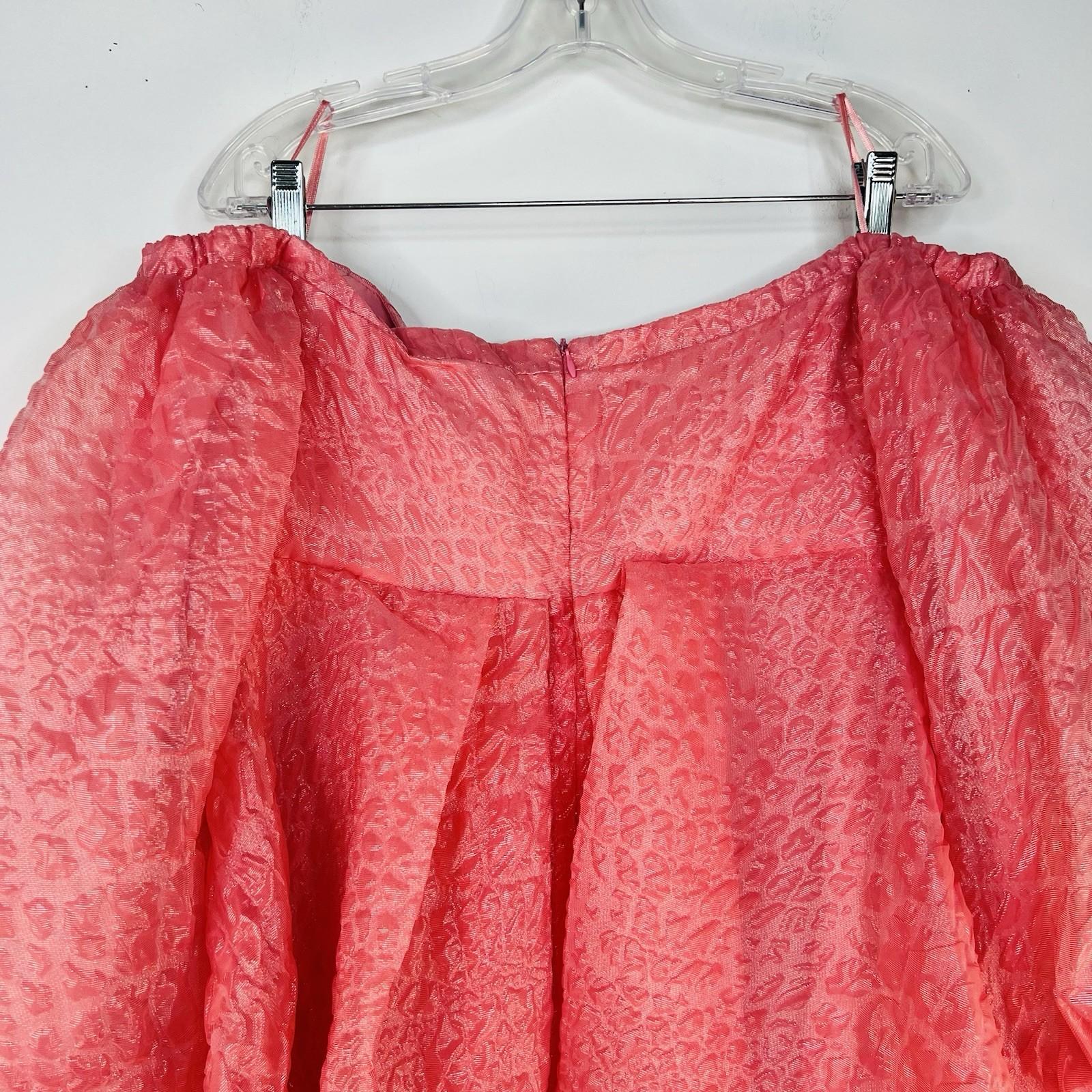 Asos Edition Organza Mini Dress 12 Pink Off Shoulder Bubble Sleeve Pleated Prom
