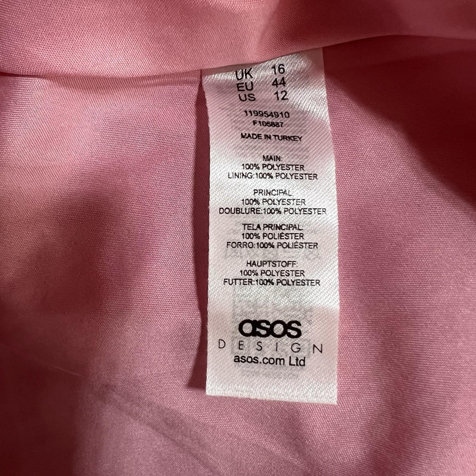 Asos Edition Organza Mini Dress 12 Pink Off Shoulder Bubble Sleeve Pleated Prom
