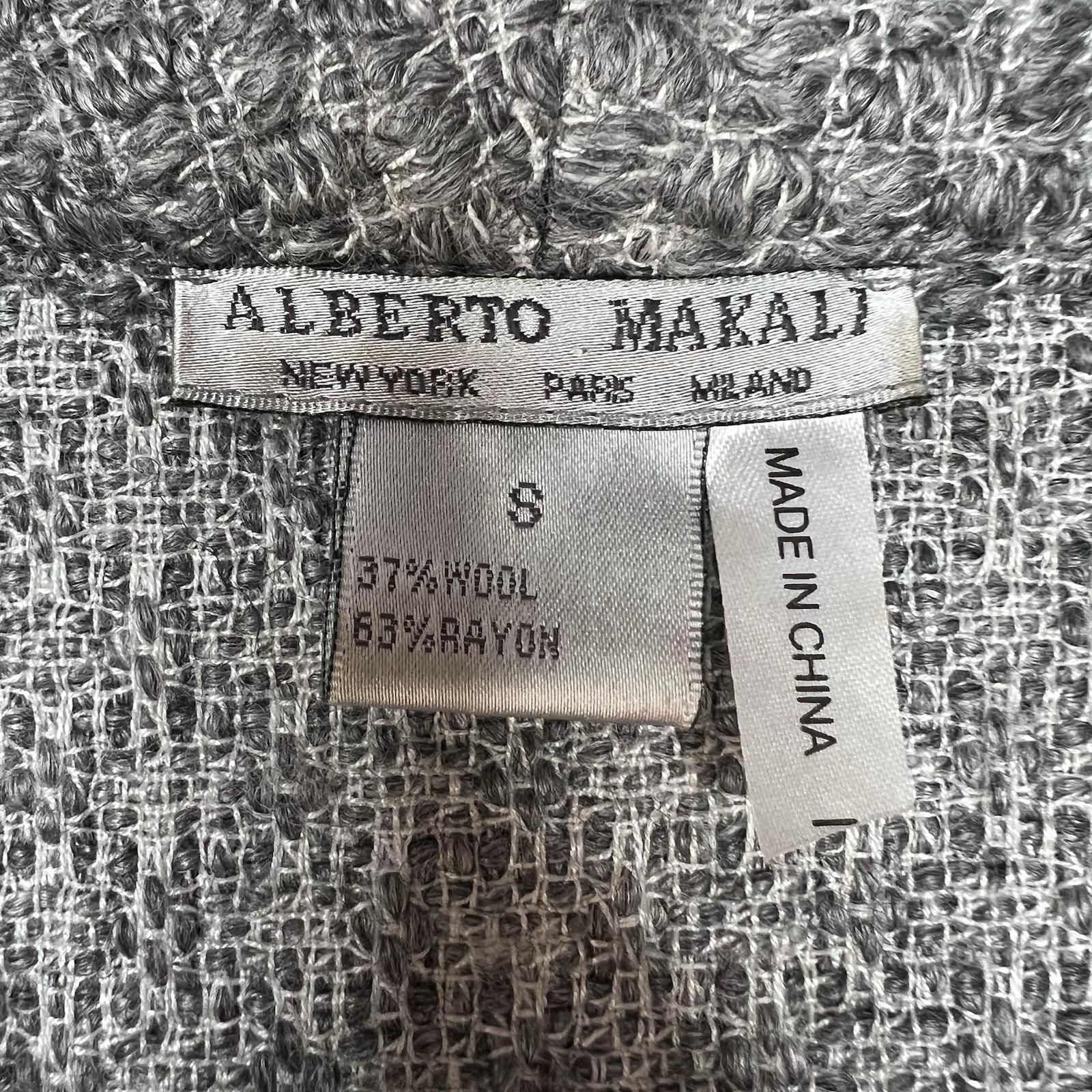Alberto Makali Knit Sweater Jacket Size S Gray V Neck Art to Wear Cozy Warm
